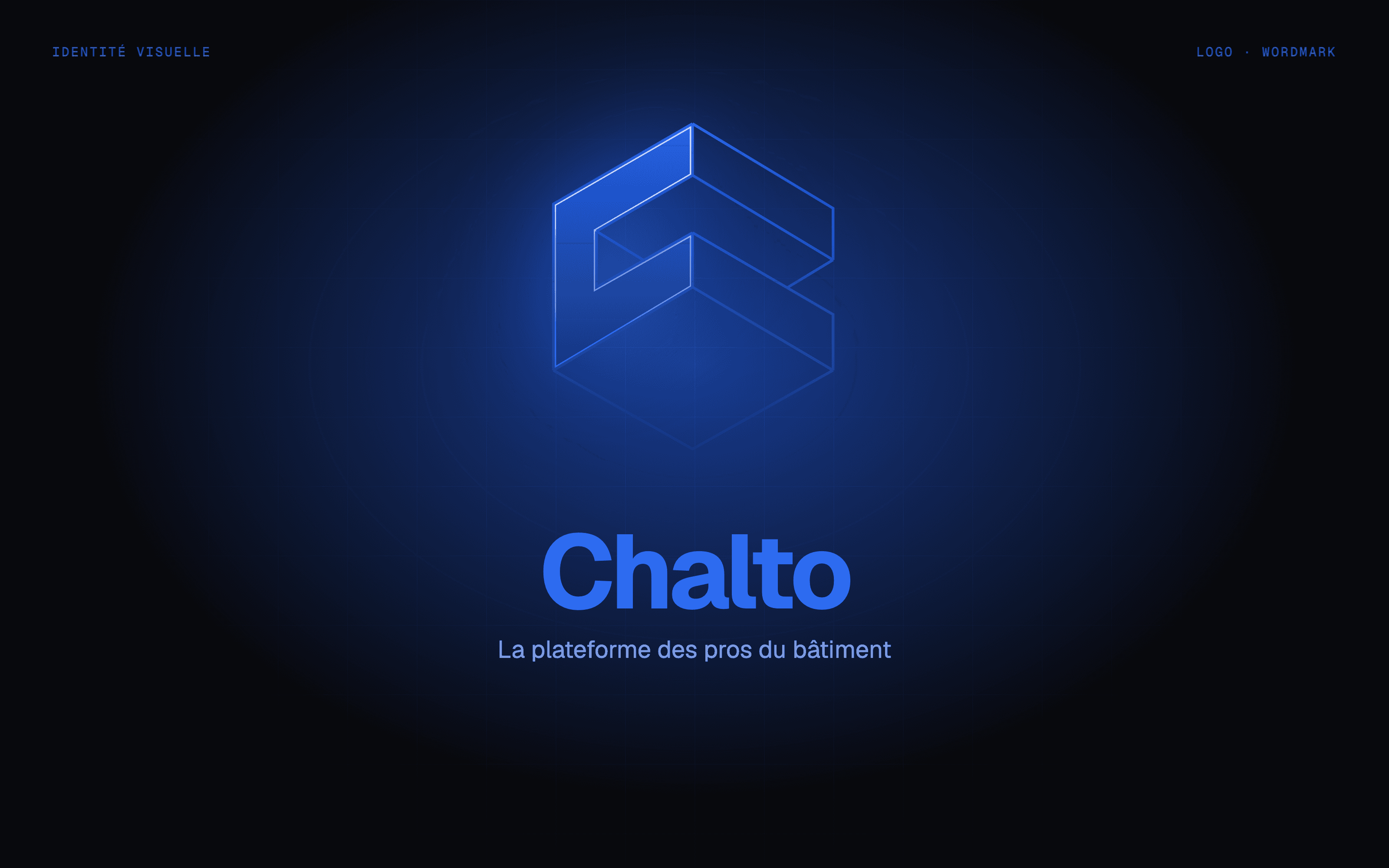 Logo Chalto bleu sur fond sombre avec son symbole géométrique